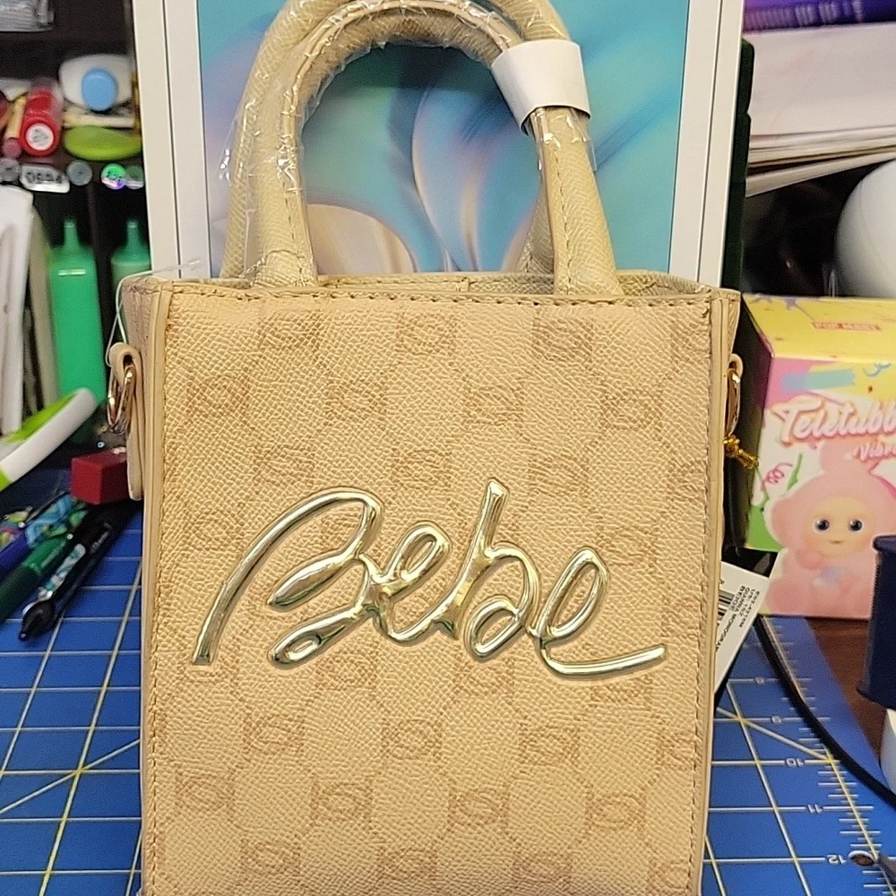 Bebe Gianna Monogram Crossbody Beige NWT - Picture 5 of 6